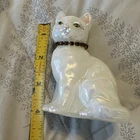 Vintage Fenton Opalescent Iridescent Cat Figurine With Stone Collar Signed 4”