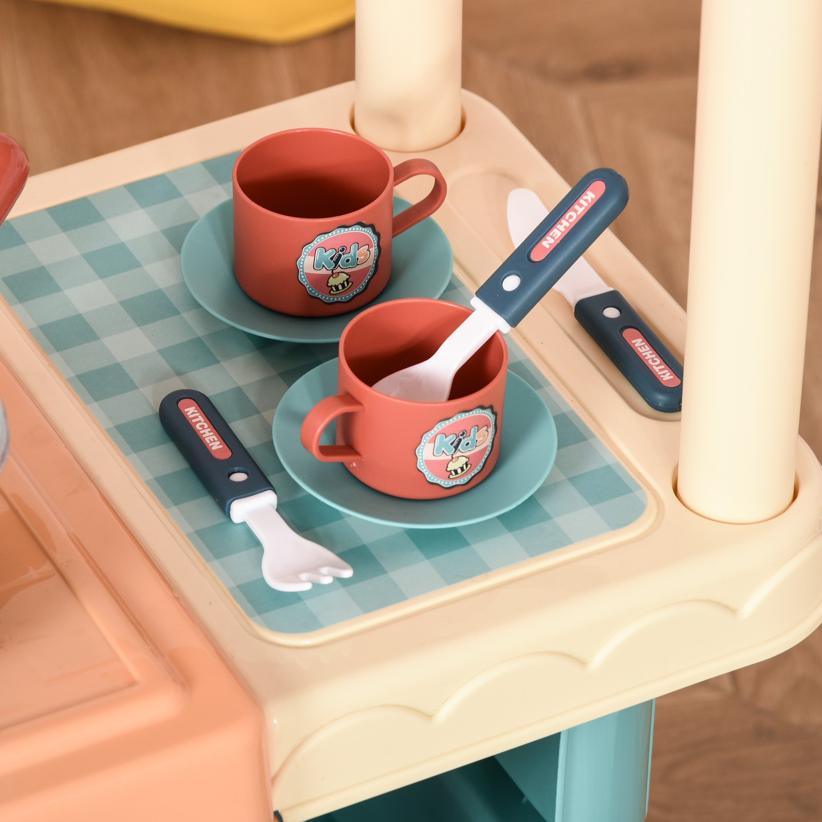 как выглядит Kids Kitchen with Accessories, Cash Register, Play Food, Wheels for kids 3-6 фото