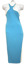 Shein Blue Bodycon Midi Dress Sleeveless Racerback Side Slit One Side Size S