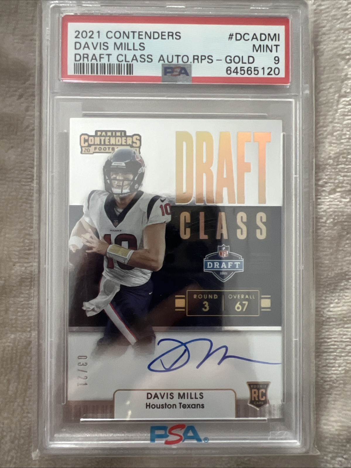 Davis Mills Panini Contenders Draft Class Autographs Rps #DCADMI Gold