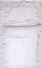 Image of White cosy Footmuff With White Bows