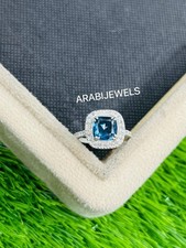 Cushion Cut Blue Spinel Ring 925 Sterling Silver Gift For Her Ring.