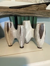 This is a vintage Japanese Mid-Century Modern stoneware Ikebana vase.