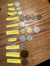 Lot of 16 Rare Vintage Coins 10 Countries 1960’S-1970’S Panama Singapore France