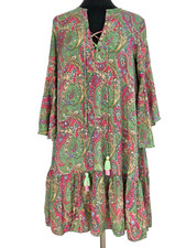 Cover Up Beach Dress One Size S M L Silk Blend Full Angel Flutter Split Sleeves