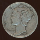 1942 P MERCURY DIME Philadelphia KM# 140 0.900 Silver 0.0665 oz. ASW As Shown
