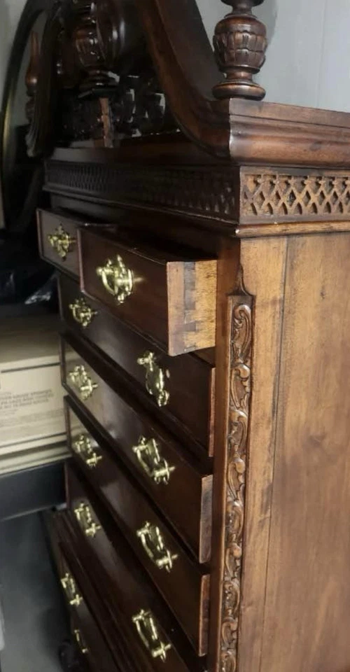Cómoda antigua Chippendale Highboy cofre reina Ana muebles sin clavo Foto 4 de 4