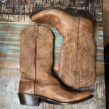 1883 By Lucchese Tan Cowboy Boots N154754 Crayton Mad Dog Snip Toe Size 9D