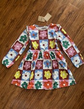 NWT New Mini Boden Girl Multicolor Flower Long Sleeve Dress Size 7-8 Cottagecore