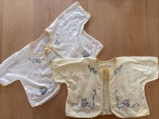 2 Vintage 50  s Baby Embroidered Cotton Flannel Layette Jackets 3-9 Months