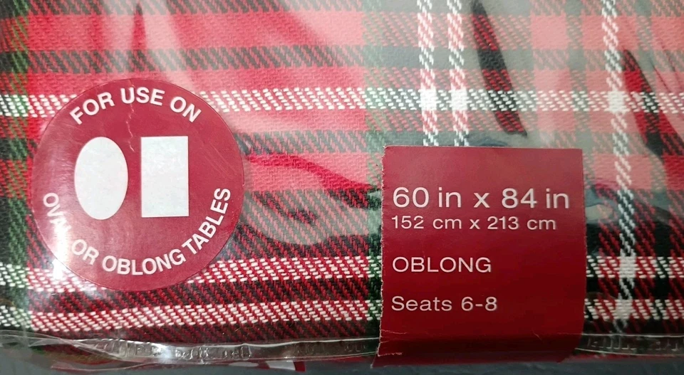 NUEVO Mantel Marydel a Cuadros Rojo Madras Cuadros 60" X 84” Asientos Oblongos 6-8 Foto 4 de 4