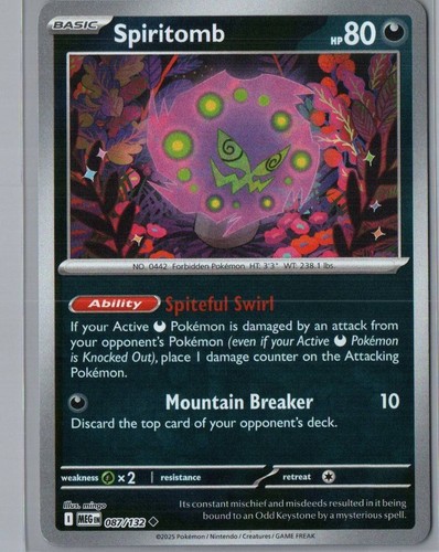 Spiritomb 087/132 Uncommon Mega Evolution Pokemon Reverse Holo Near Mint