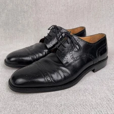 Johnston & Murphy Cellini Brogue Oxford Dress Shoe Men 10.5M Black Leather Italy