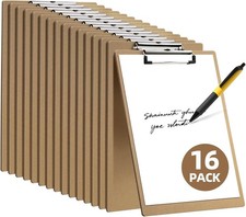 16 Pack Clipboard 8.5 x 11 Letter Size Clip Boards Bulk, A4 Wooden Hardboard ...