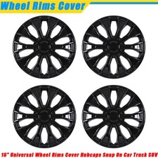Hubcaps 16 Wheel Covers Black Lacquer Universal 16 Wheel Rim Covers Snap On