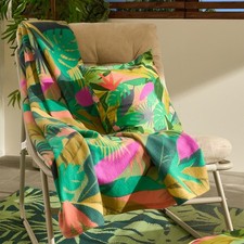 OHS Tropical Print Throw Soft Blanket Polar Fleece Lightweight Bedspread