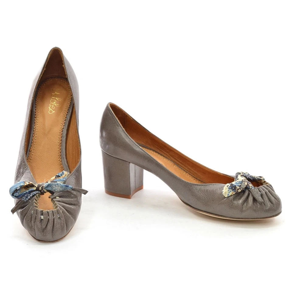 女士 Maloles $385 Zoe 系脚趾高跟鞋 39 / 8.5 灰褐色皮革高跟鞋全新带盒 — 第 2/4 张图片