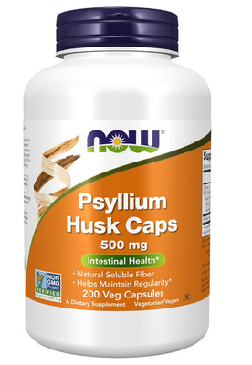 NOW Foods Psyllium Husk 500 mg, 200 Veg Capsules, Natural Soluble Fiber, Digesti