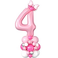 40 Inch Pink Number 4 Balloon for 4th Birthday Decoration Pastel Baby Pink