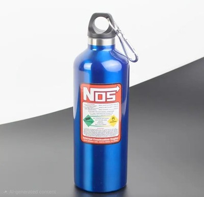 NOS Blue Metal Water Bottle 16.91 oz Screw-on Lid stainless steel outdoor sport