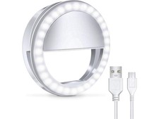Selfie Ring Light for iPhone, Android, Tablet - Rechargeable Clip-on