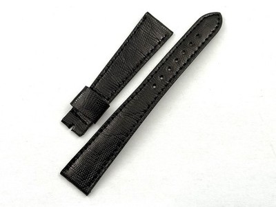 Genuine Leather Strap Band Lizard Glossy Black 18/13mm Handmade Leather Luxury