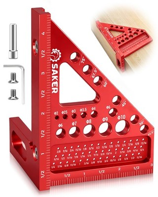 Saker 3D Multi-Angle Measuring Square Ruler, Aluminum Alloy Carpenter Square, 0-