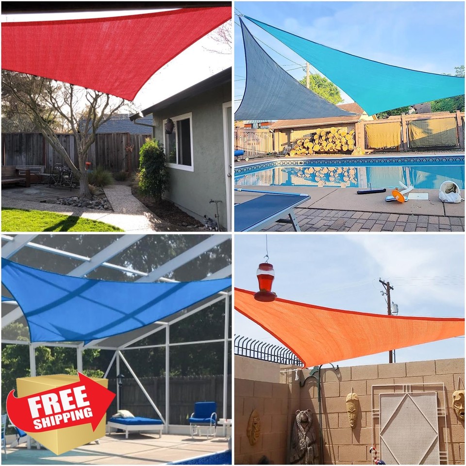 EandK Sunrise 16' Sun Shade Sail Triangle Canopy Brown UV Block | eBay