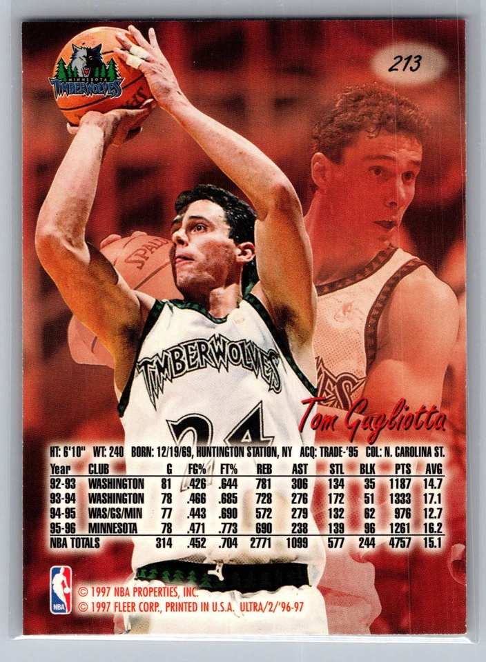 1996-97 Fleer Ultra - Tom Gugliotta #213 - Image 2 of 2