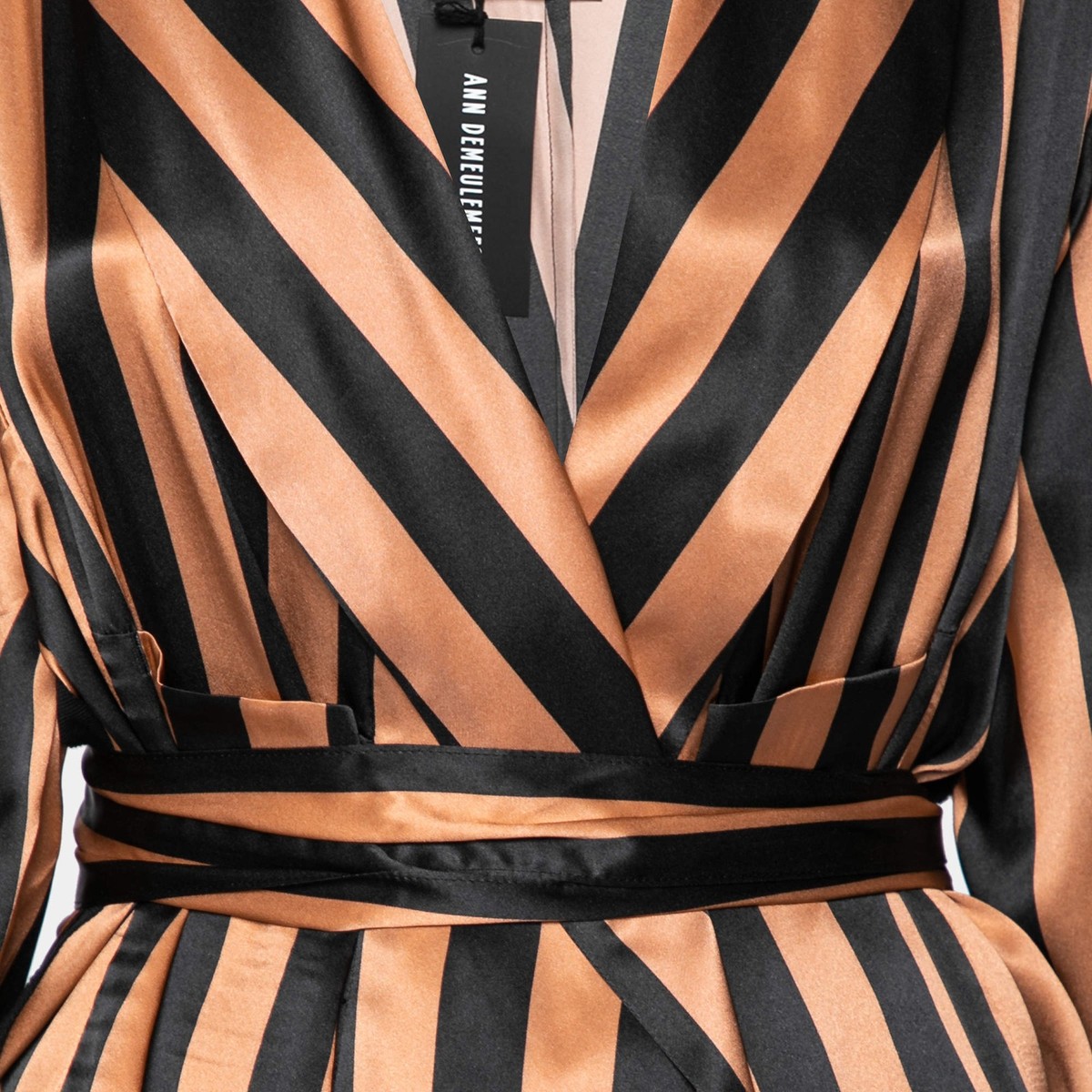 Ann Demeulemeester Peach Black Silk Belted Wrap Blouse M | eBay