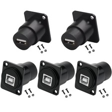 USB 2.0 Female To Printer Panel Mount Connector Type B To USBA Data 5 PCS
