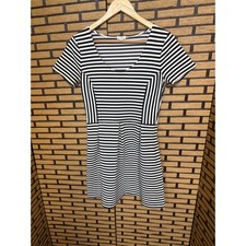 J. Crew Black And White Stripe Fit And Flare Dress Size 4