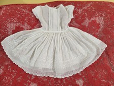 Vintage White Sheer Antique Party / Dress Girls Gauze Cotton Embroidered Lace