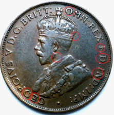 Mint Error  George V  1 Penny 1928 AUSTRALIA  (700F)