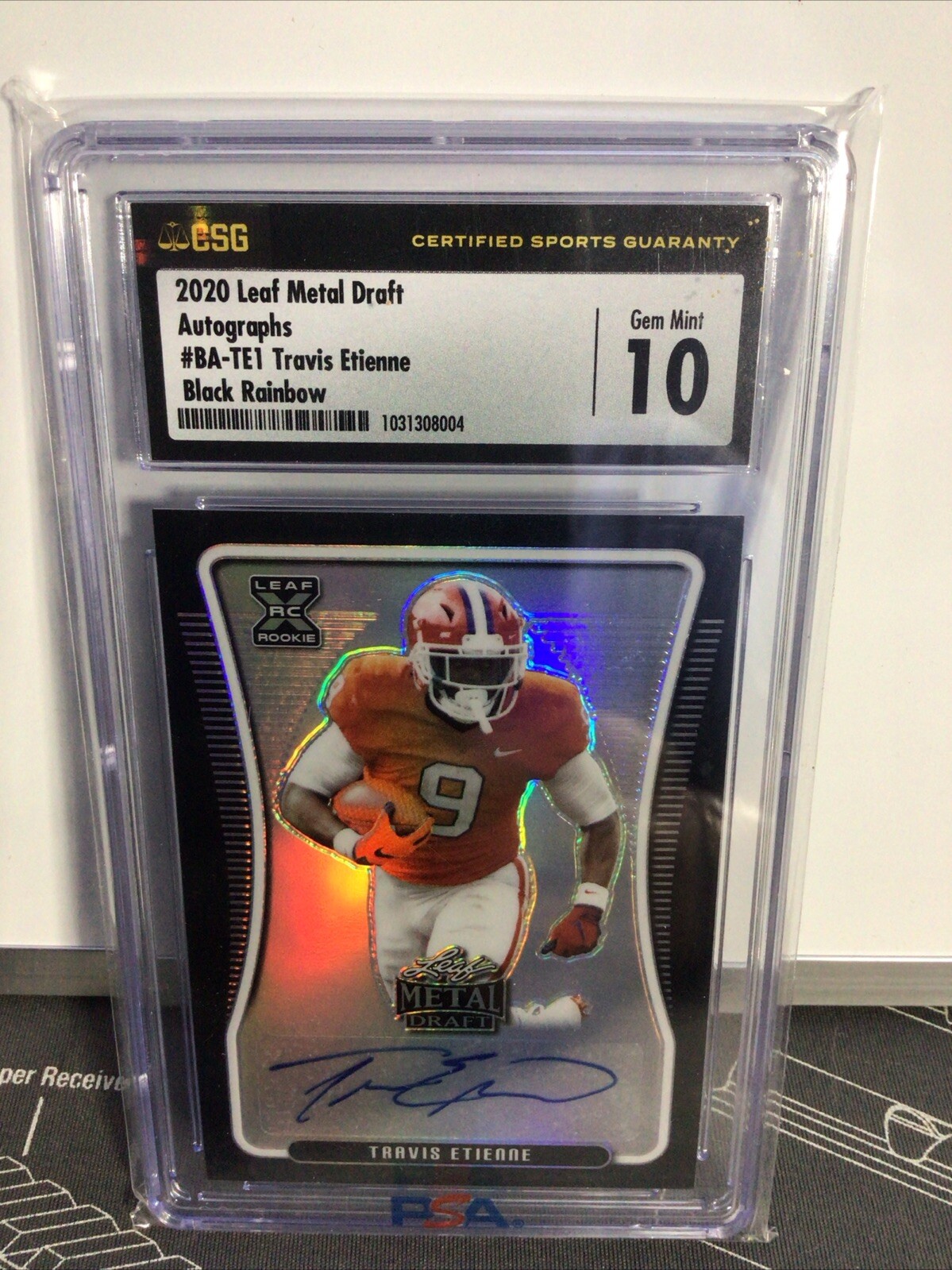 2020 Leaf Metal Draft - Autographs Black Rainbow #BA-TE1 Travis Etienne /15
