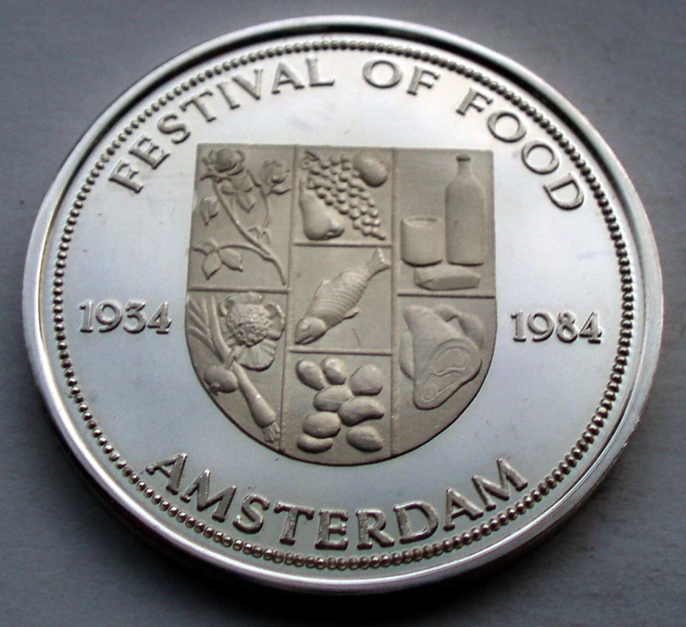 NETHERLANDS AMSTERDAM FESTIVAL OF FOOD ZILVEREN DAALDER 1934-1984 UNC Silver E32 - Image 4 of 4