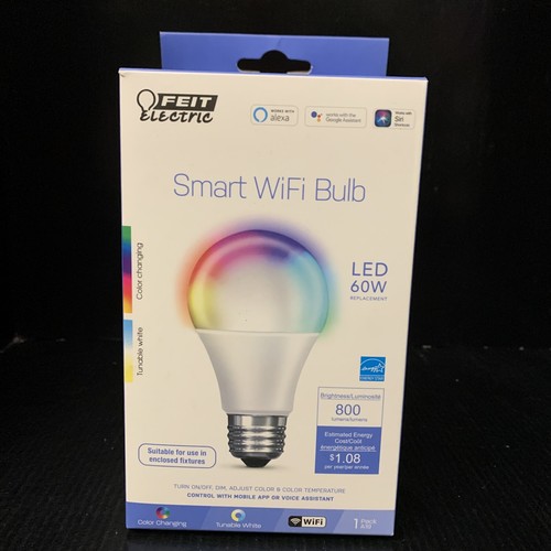 FEIT Electric A19 Smart WiFi LED Bulb Color Changing 60W 800 Lumens WIFI Alexa