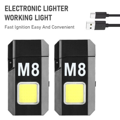 2x Powerful Arc Lighter Flashlight Waterproof Keychain Portable USB Rechargeable