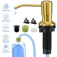 Golden Stainless Steel Soap Dispenser Kitchen Sink Hand Liquid Pump Tube Kit