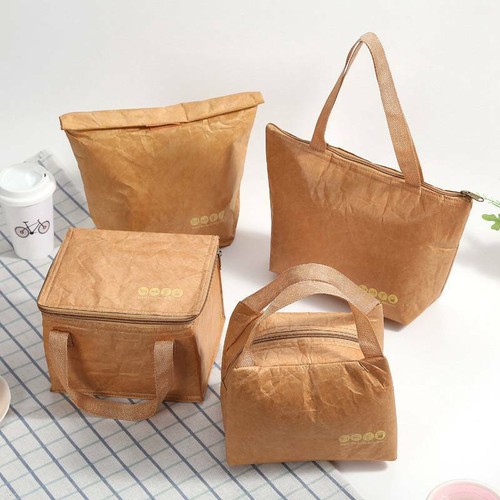Brown Paper Lunch Bag Reusable Insulated Thermal Cooler Sack Magnetic ClosuYXBX - Bild 2 von 16