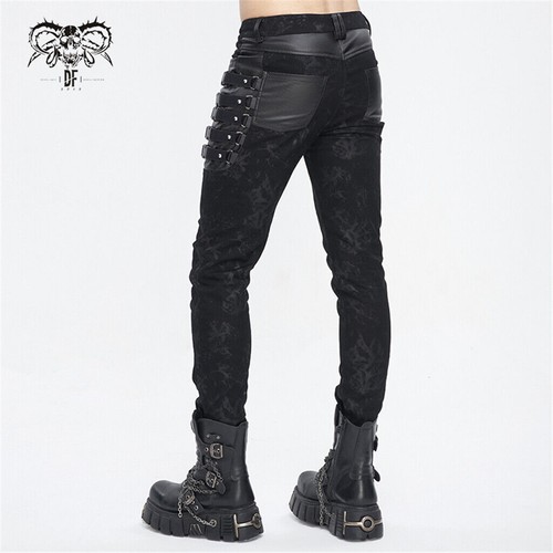 Devil Fashion Herren Schwarz Gothic Punk Multi-Schnallen Träger Hose Skinny Pants - Bild 7 von 18