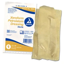 Sterile Xeroform Petrolatum Non-Adhering Occlusive Dressing 5'' x 9'' 3054 &