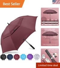 62 Inch Golf Umbrella - Automatic Open  Sturdy Windproof Double Canopy Design