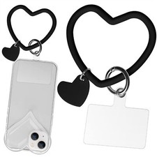 Silicone Heart Loop Phone Lanyard, Cell Phone Hand Wrist Lanyard Strap with K...