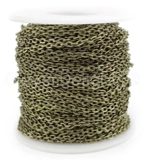 Cable Chain - 3x4mm Link - Antique Bronze Color - 30 100 Feet - Bulk Craft Spool