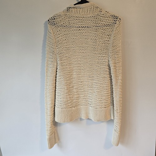 Eileen Fisher Open Cable Knit Sweater Cardigan Size XS Cream Shimmer - Picture 4 of 4