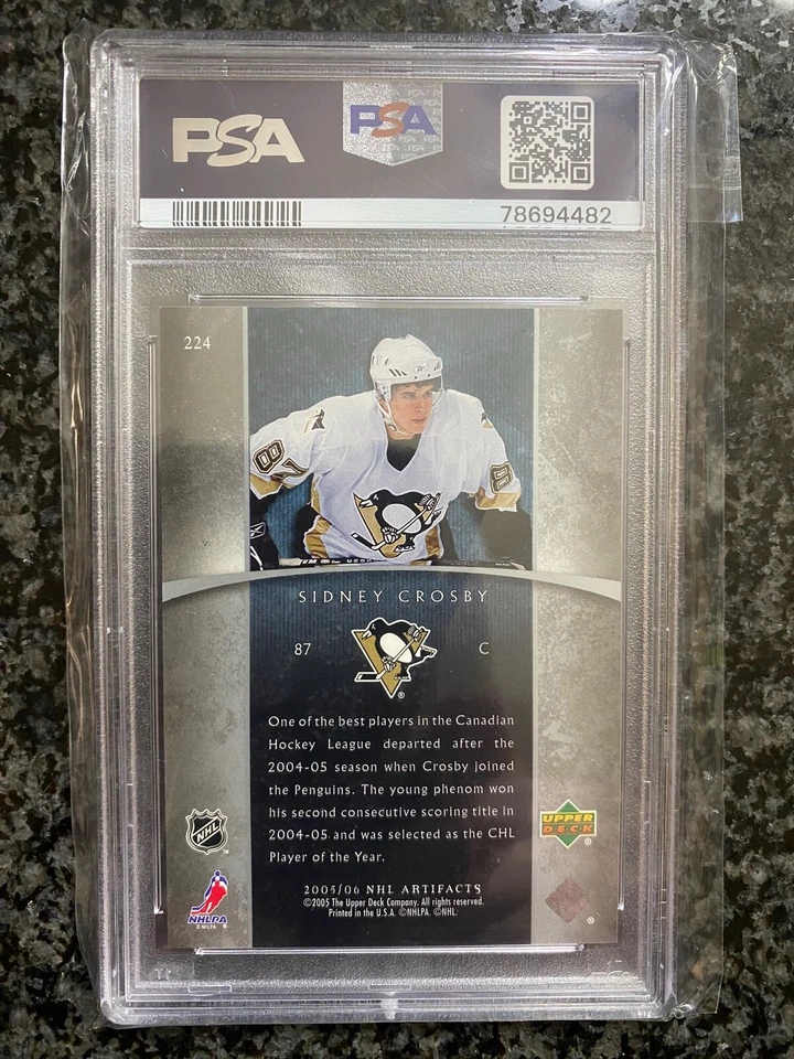 2005-06 Sidney Crosby UD Artifacts Rookie RC #/750 PSA 8 Near Mint Penguins - Image 2 of 2