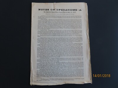 WW1- NOTES ON OPERATIONS-A   General Fox Conner- with the 2 Maps
