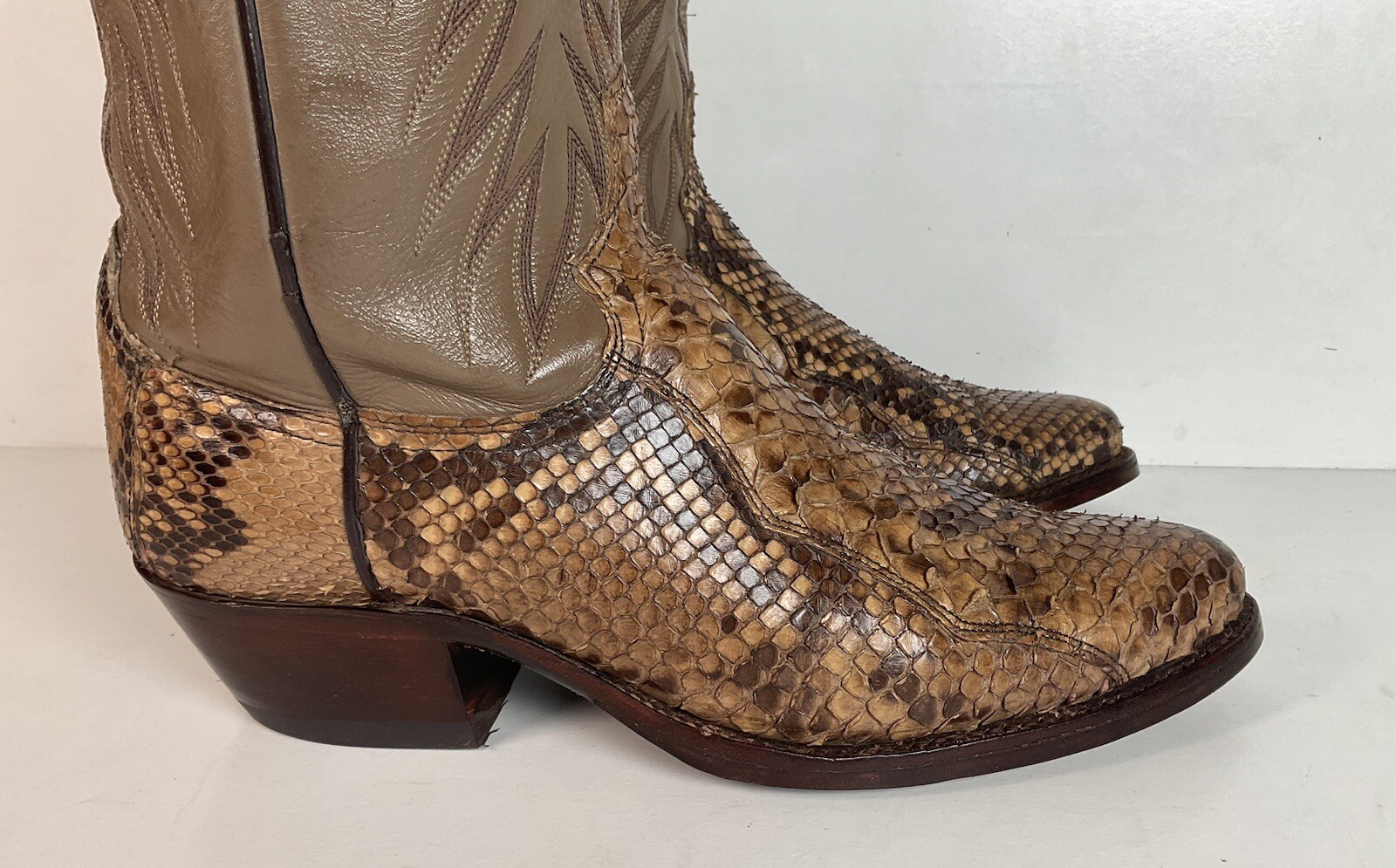 Vintage Dan Post Python Snakeskin Cowboy Boots | … - image 21