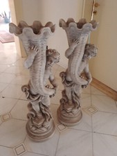  Coppia Vasi Sculture  a rilievo Angioletti Puttini Artigianato Italiano  